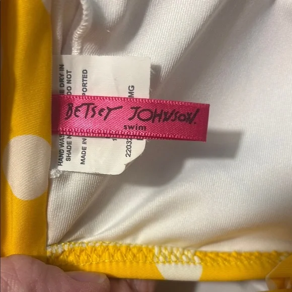 Betsy Johnson RARE Yellow Polka Dot Bikini with Blue Bow - Picture 7 of 16